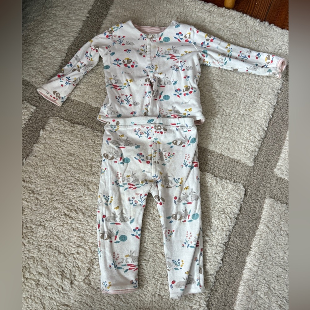 Baby Boden Long Sleeve Bunny Floral Set